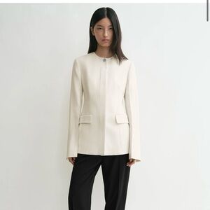 Toteme Collarless Cream Cinched Waist Jacket Blazer XS 34 NWT